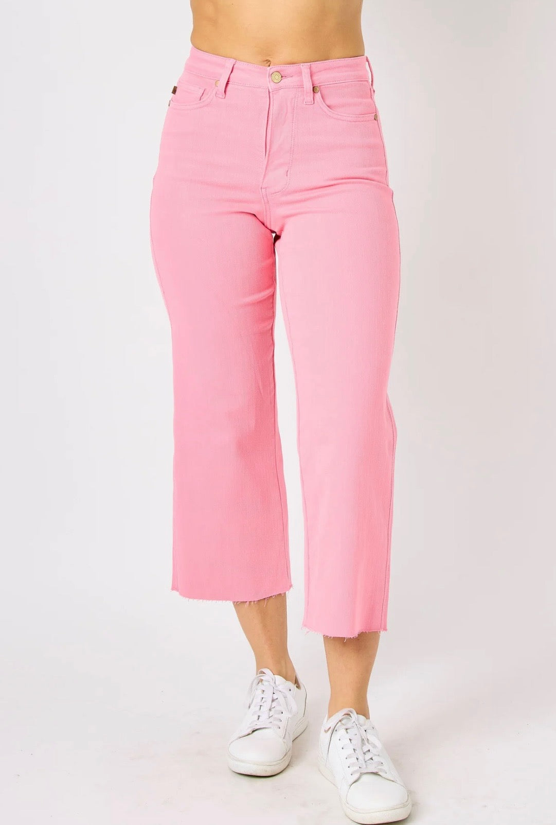 Pink Wide Leg Crop Denim