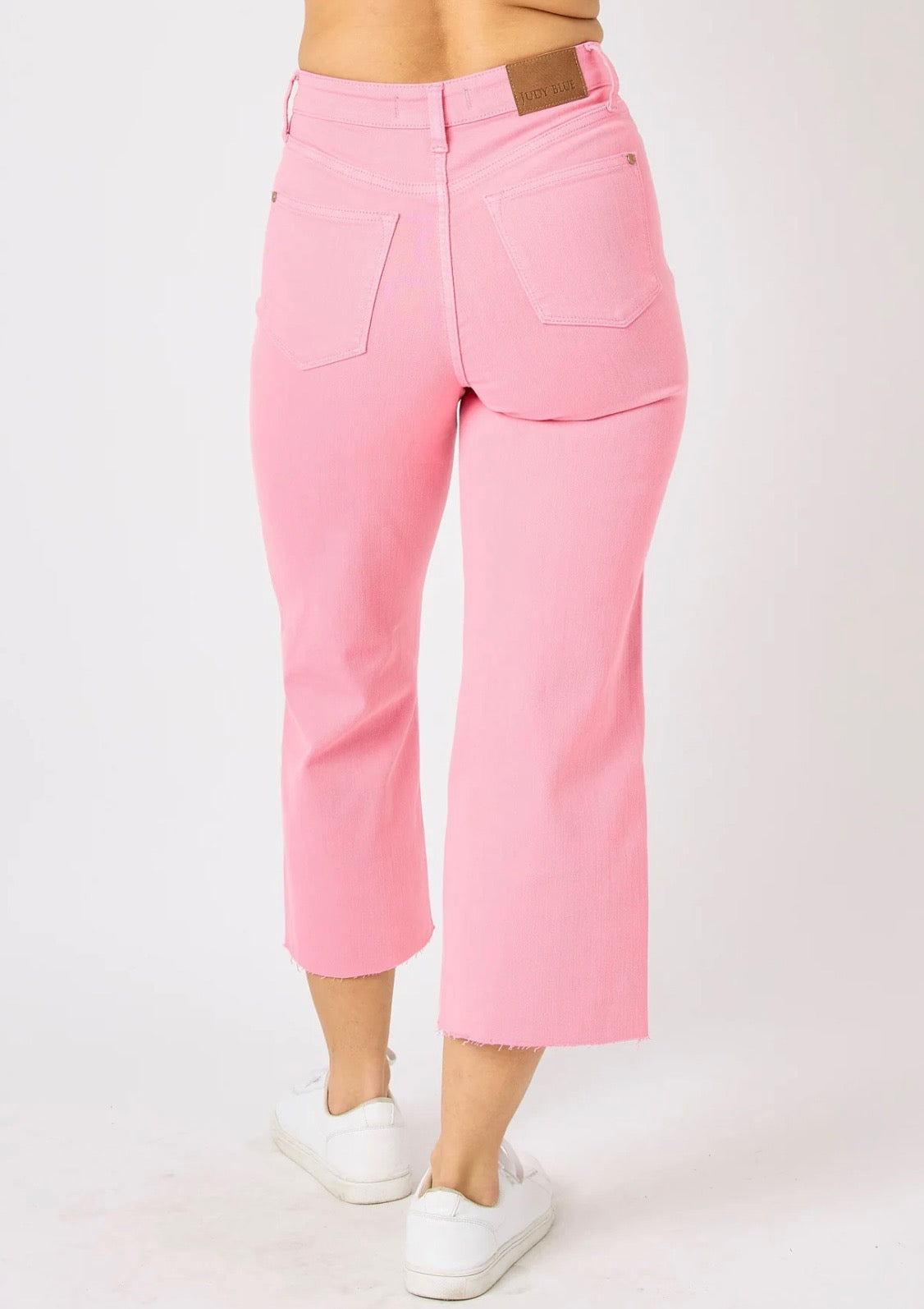 Pink Wide Leg Crop Denim