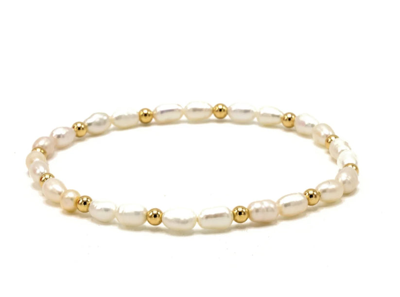 Double Rice Pearl Petite Bracelet