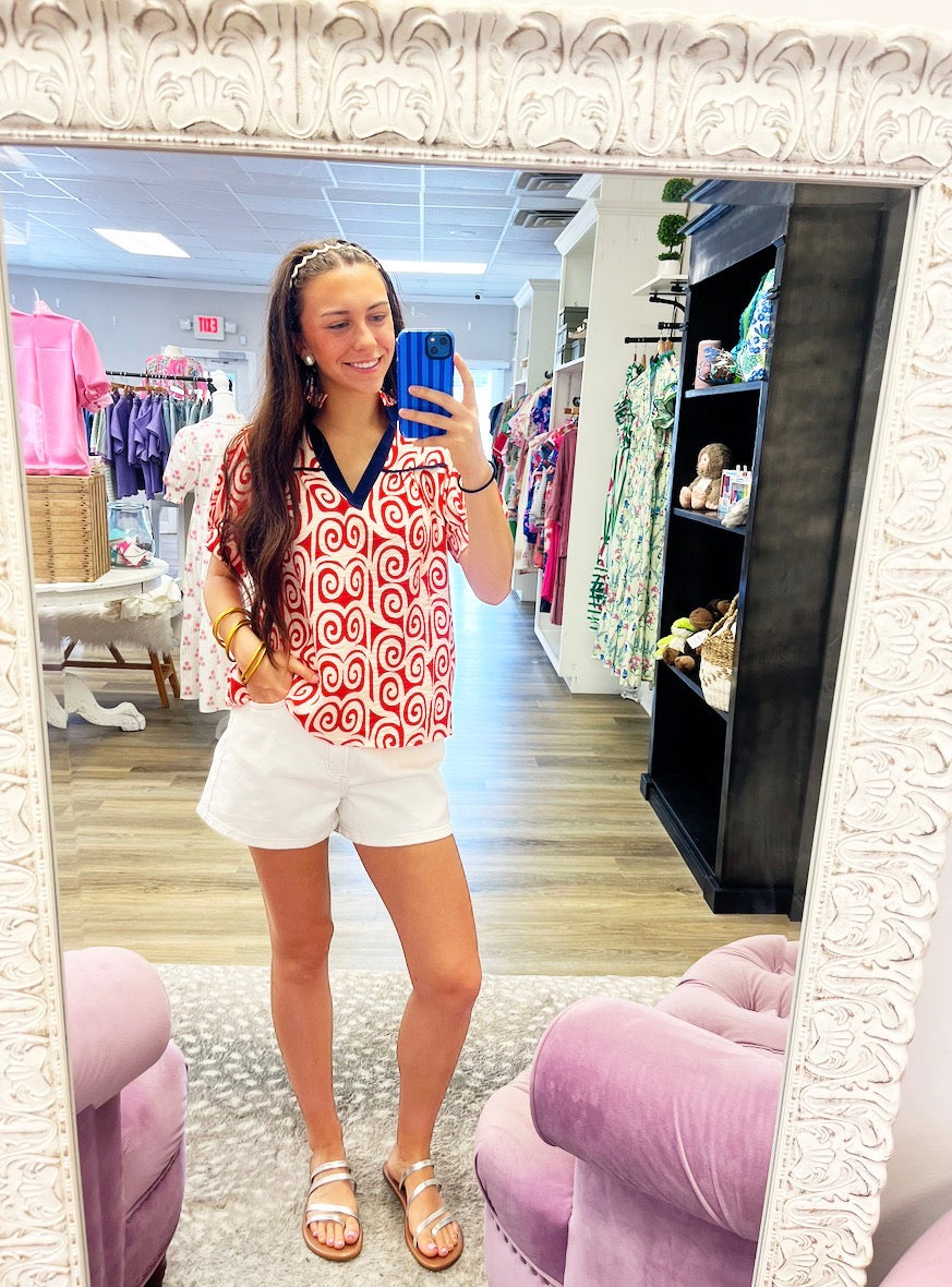 Crimson Swirl Top