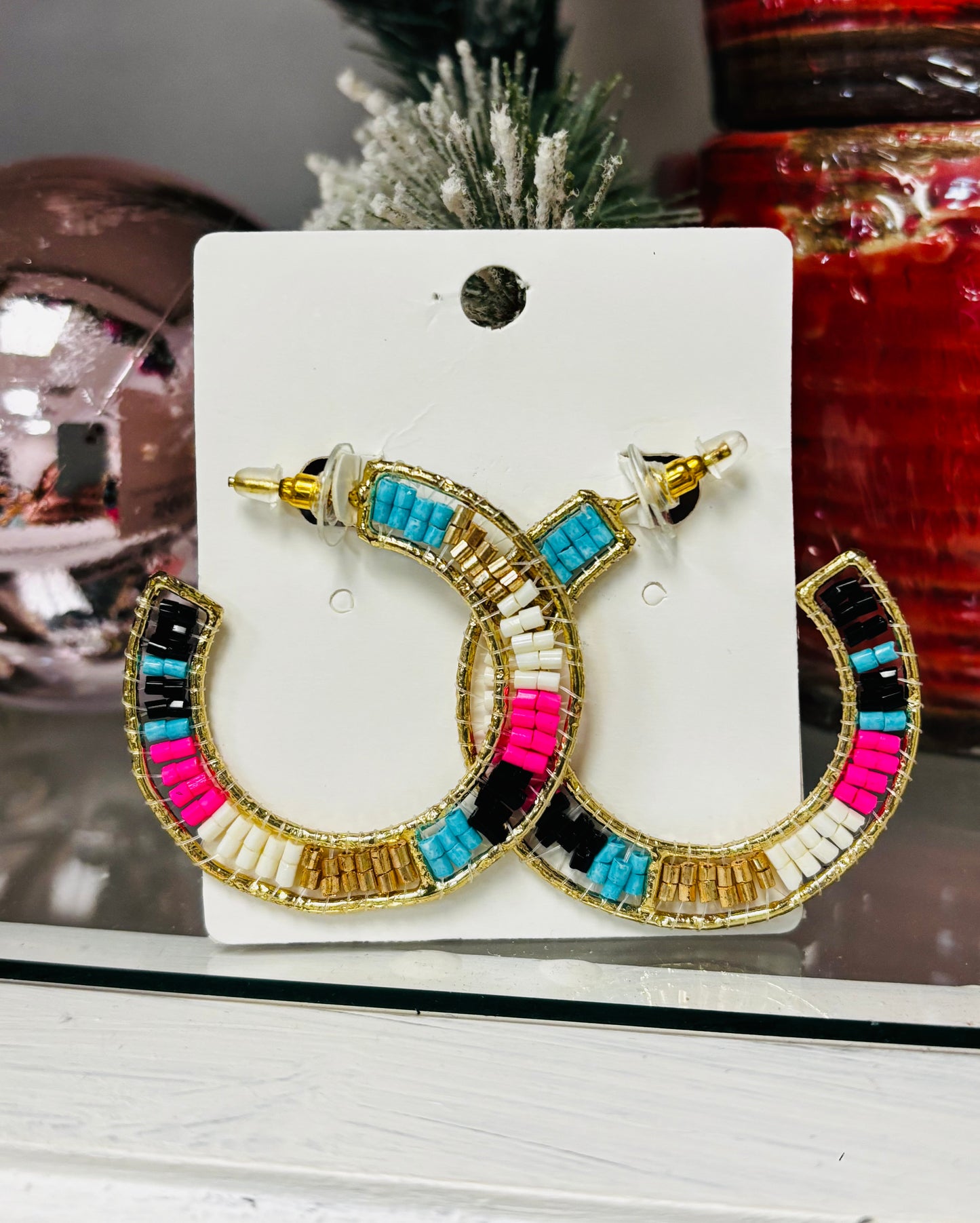 Double Hollow Circle beaded hoops