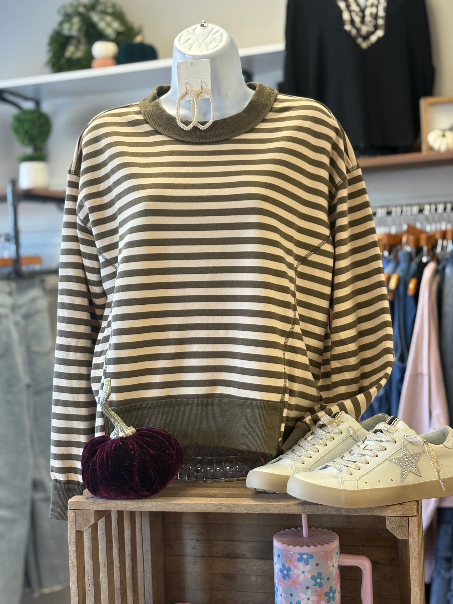 Olive Grove Stripes Top