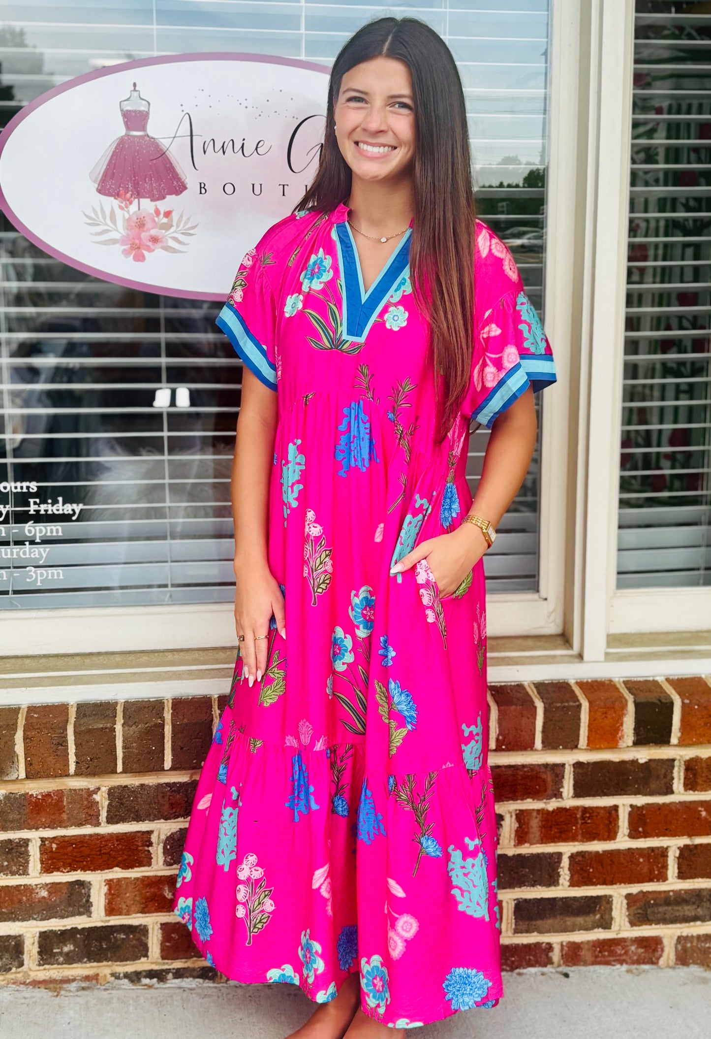Floral Pink Midi Dress