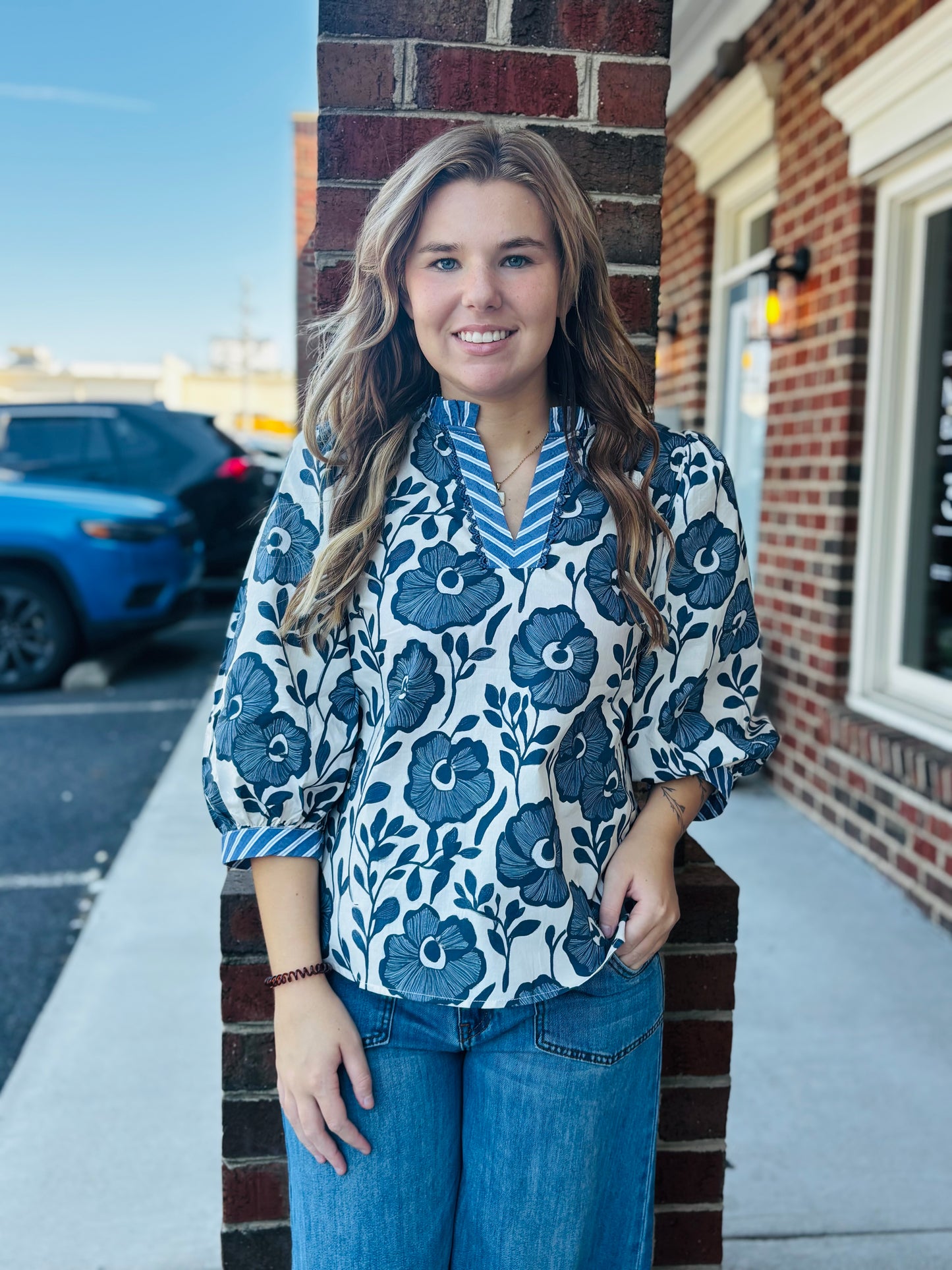 Blue Floral Top