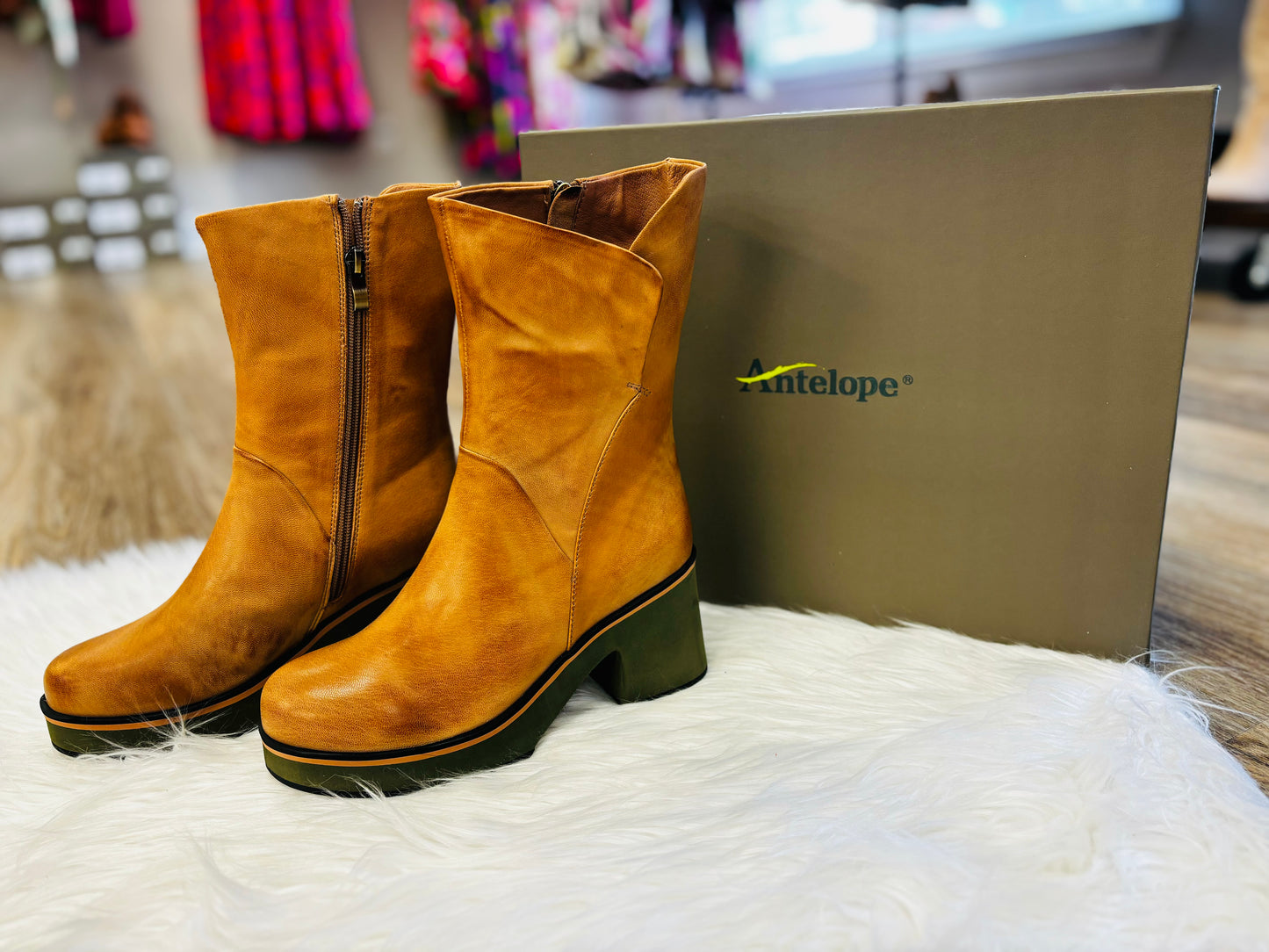 Indigo Taupe Leather Boots