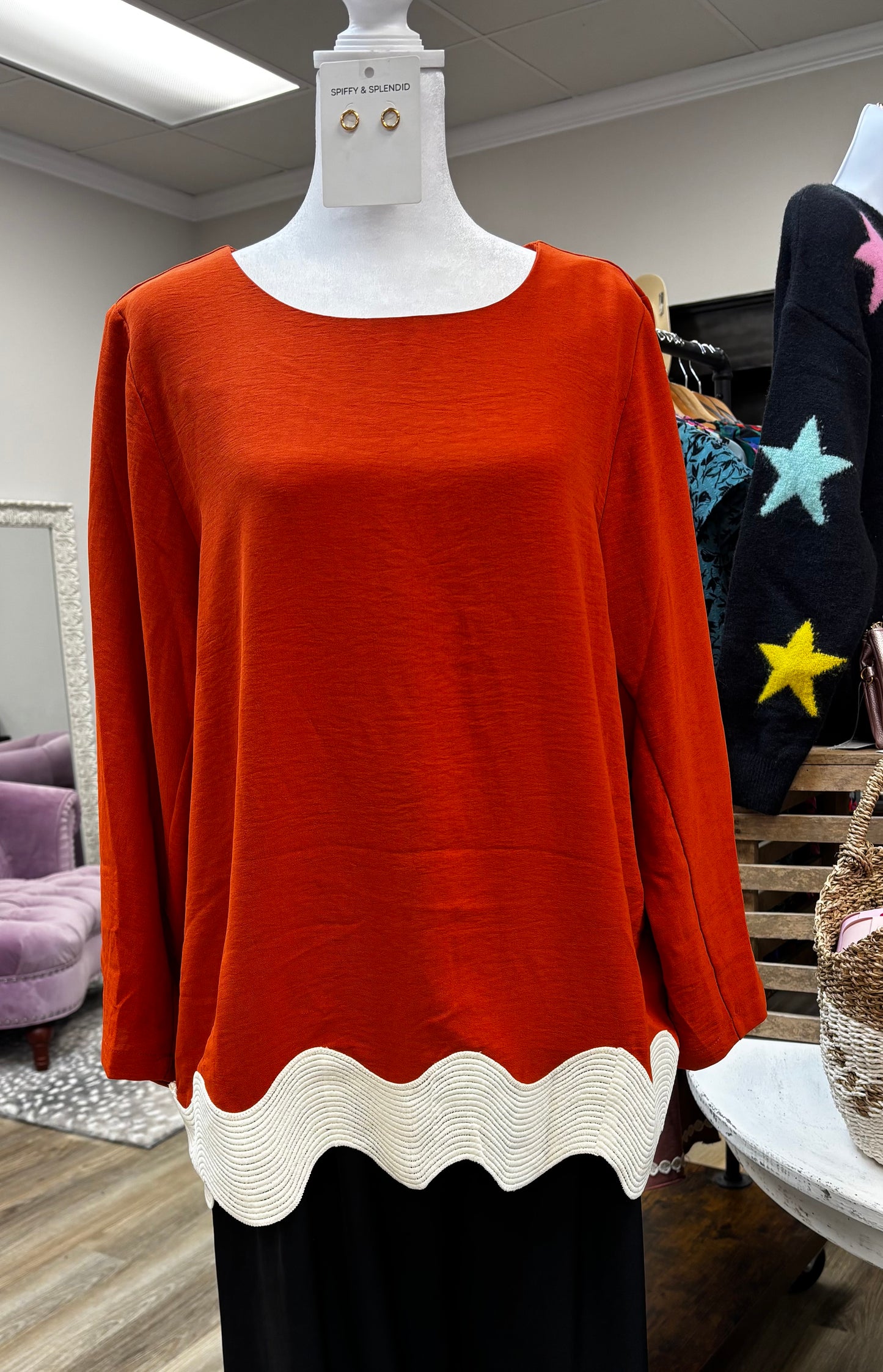 Brick three quarter length top