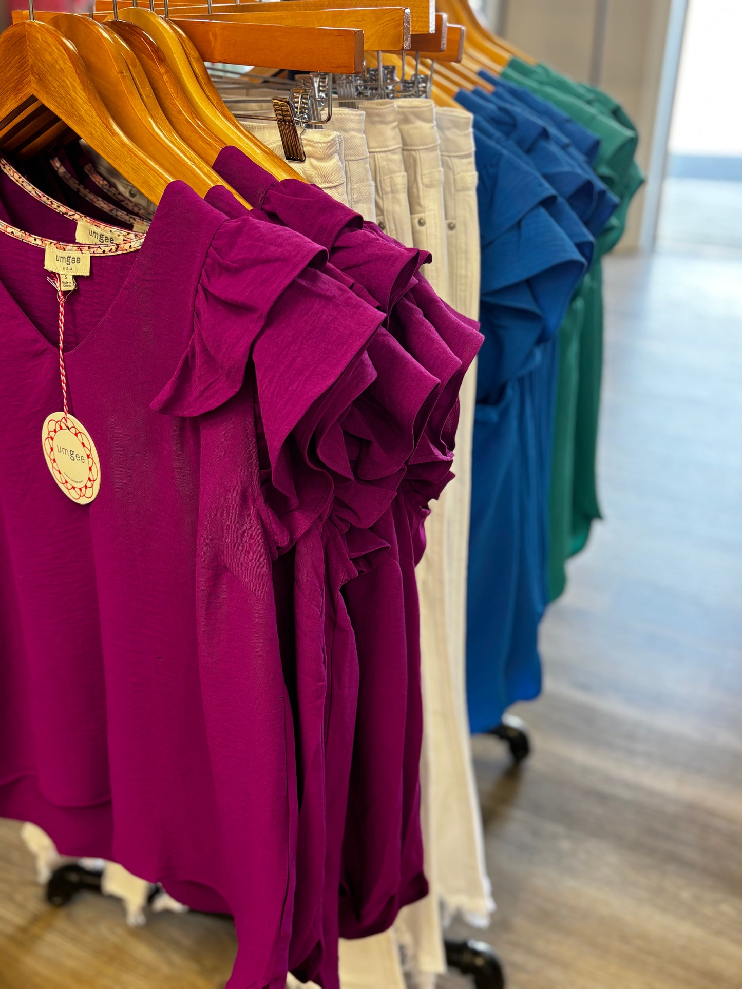 V-Neck Flutter Sleeve Top