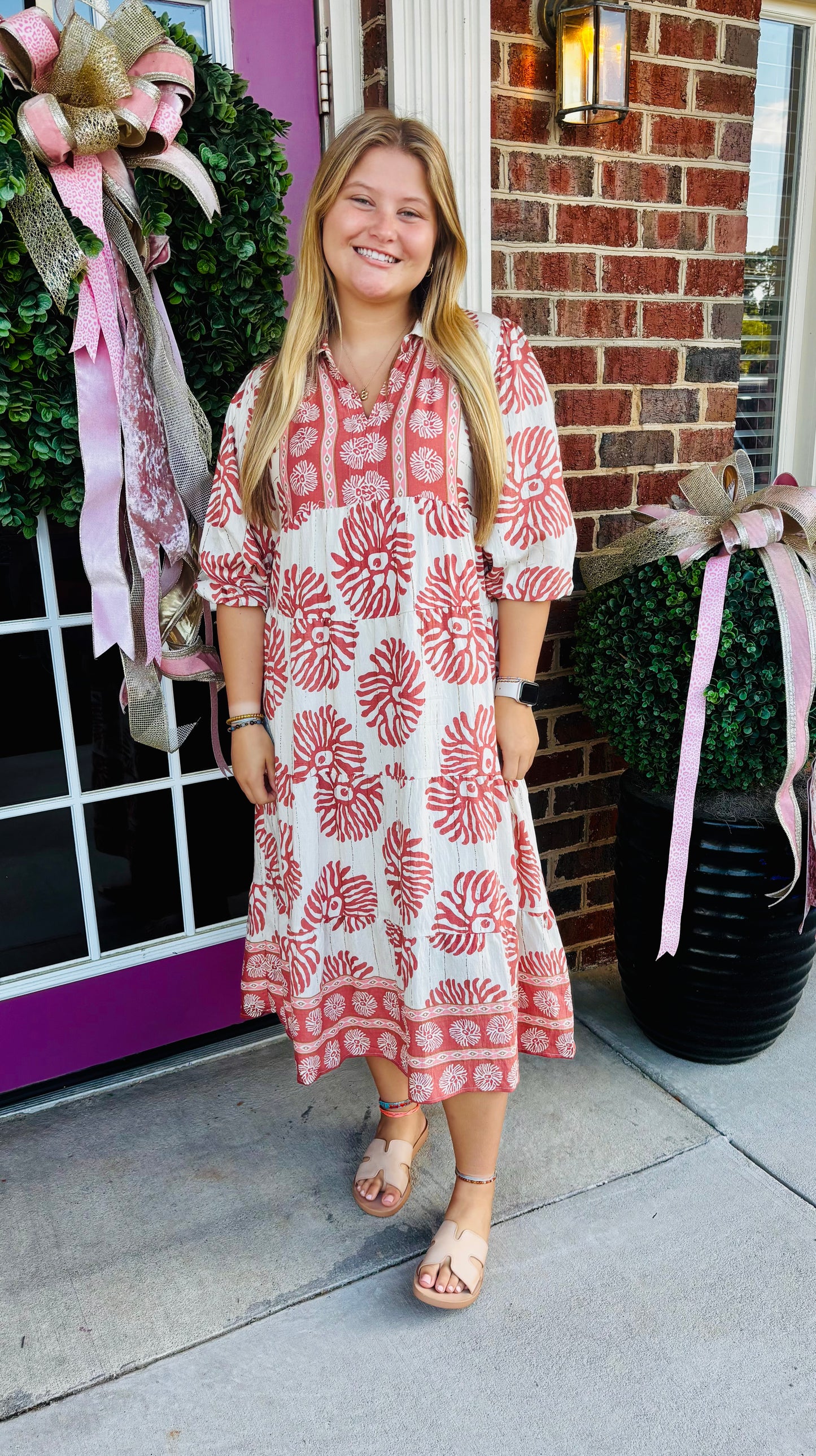 Rose Clay Midi Dress