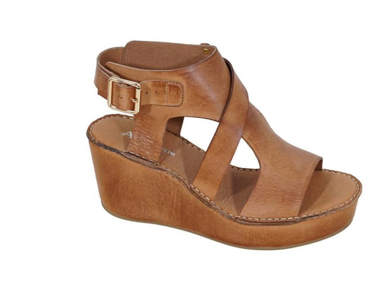Wallis Taupe Leather Wedge