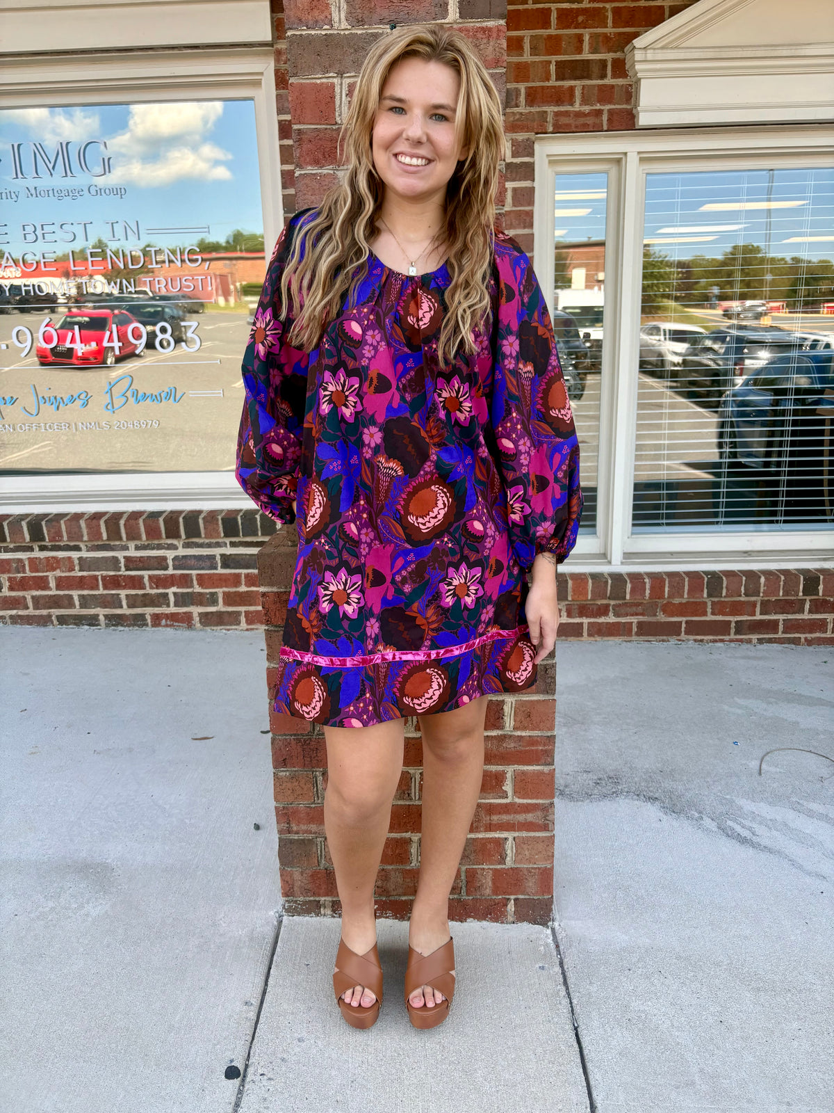 Uncle Frank Shirred Floral Dress