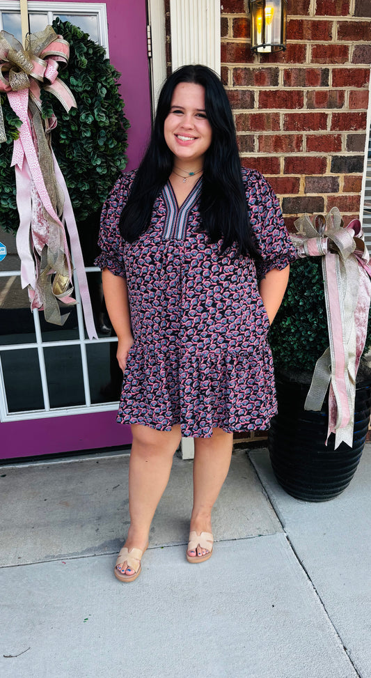 Black & Mauve Mini Dress