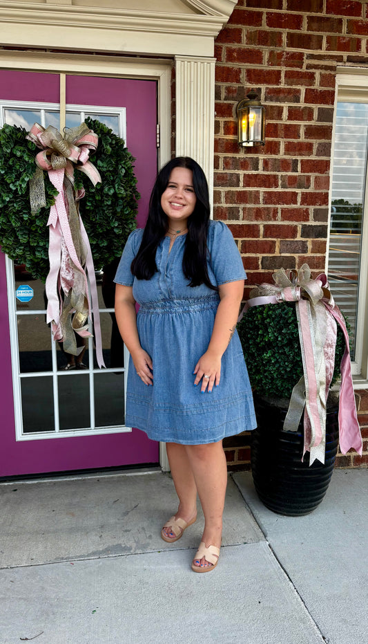 Denim Blue Short Sleeve Dress