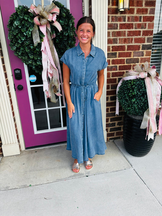 Denim button down maxi