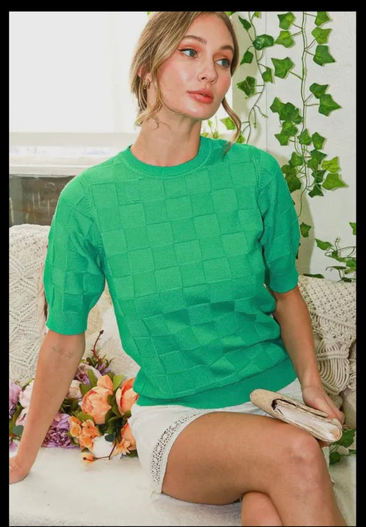 Round neck textured sweater