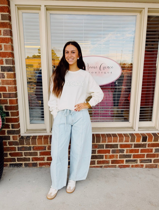 Belted Detailed Washed Barrel Pants