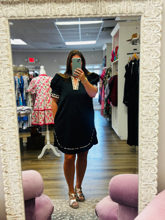 Black Animal Print Contrast Mini Dress