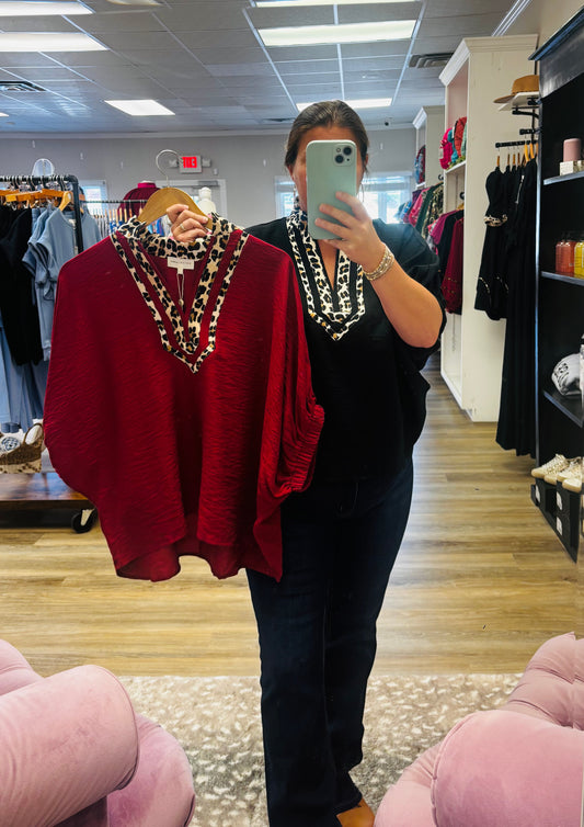 Dolman Top with Leopard Accent