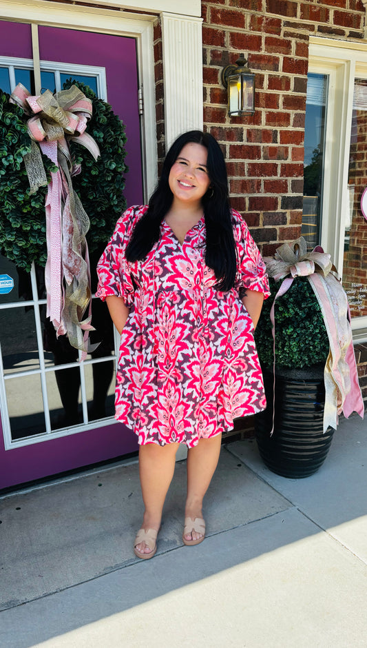 Boho Fuchsia Floral Dress