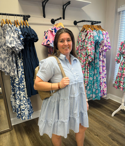 Tiered Striped blue/white Dress