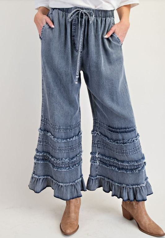 Self Fray Chambray Pants