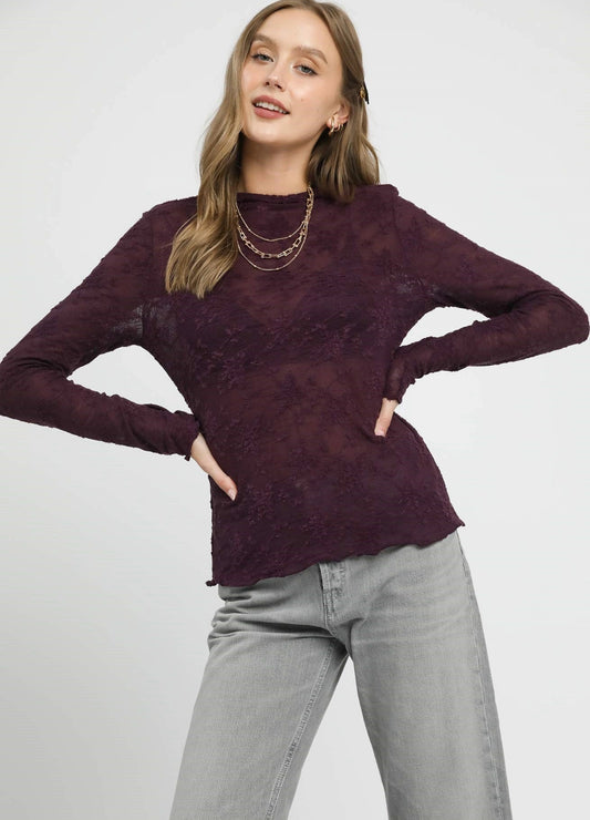 Plum Sheer Lace top