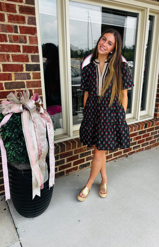 Printed mini dress with pockets