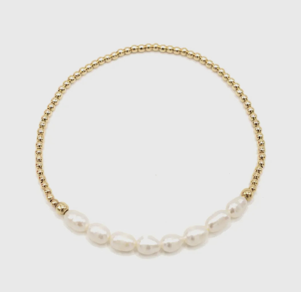 Rice Pearl w/3mm 14k gold-filled beads