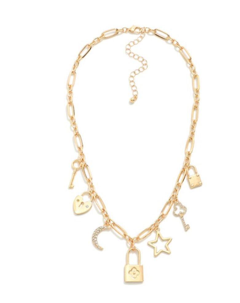 Lock & Key Charm Necklace