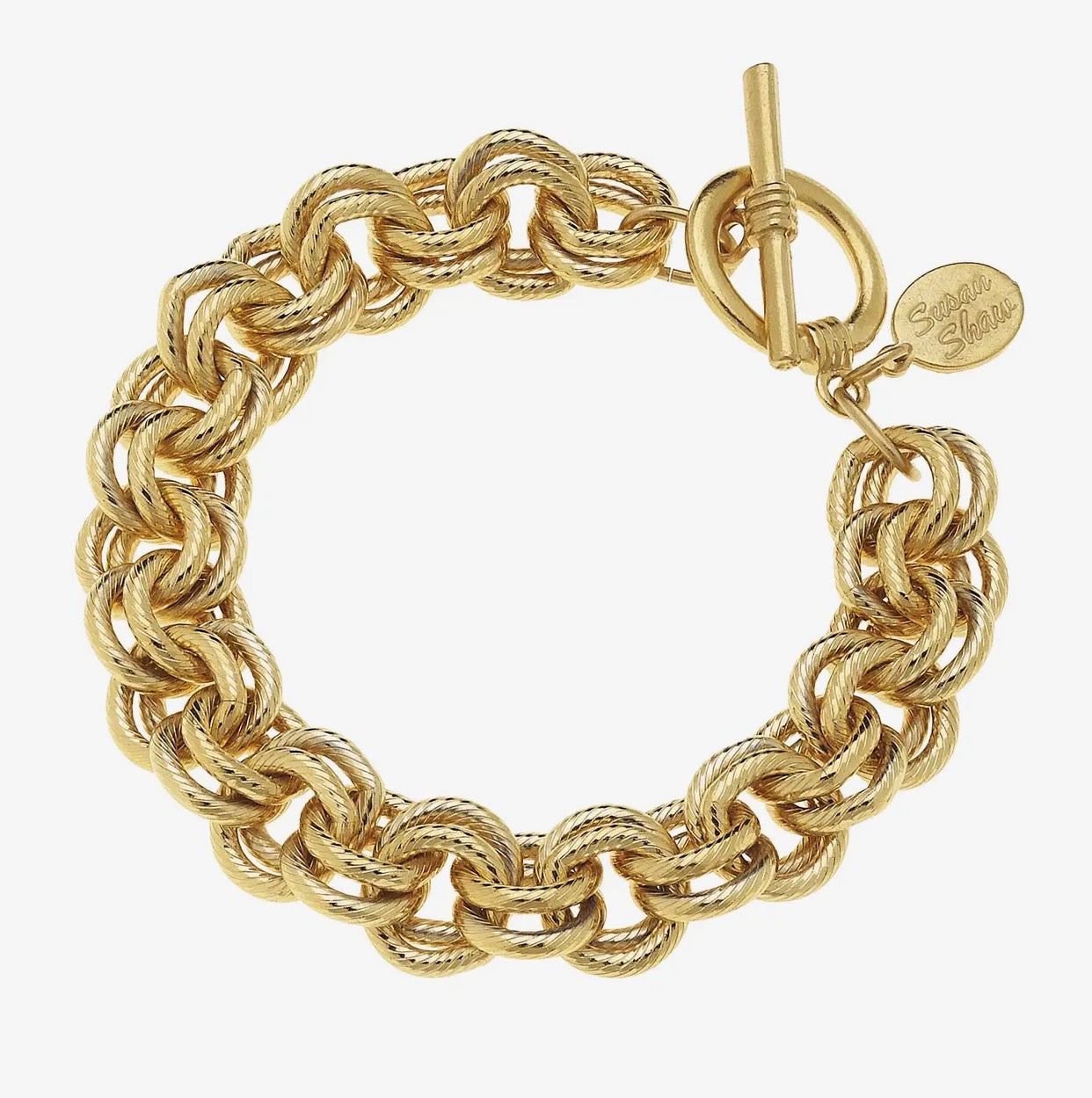 S.S. Gold Double Link Chain Bracelet