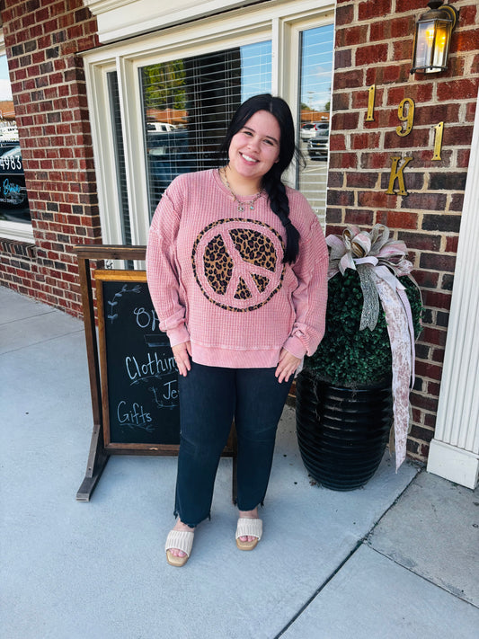 Peace animal patch pullover