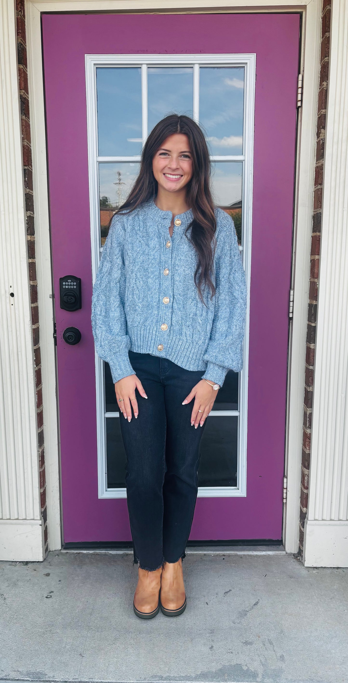 Chambray Cable Knit Sweater