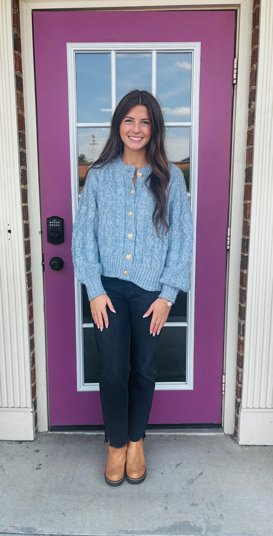 Chambray Cable Knit Sweater