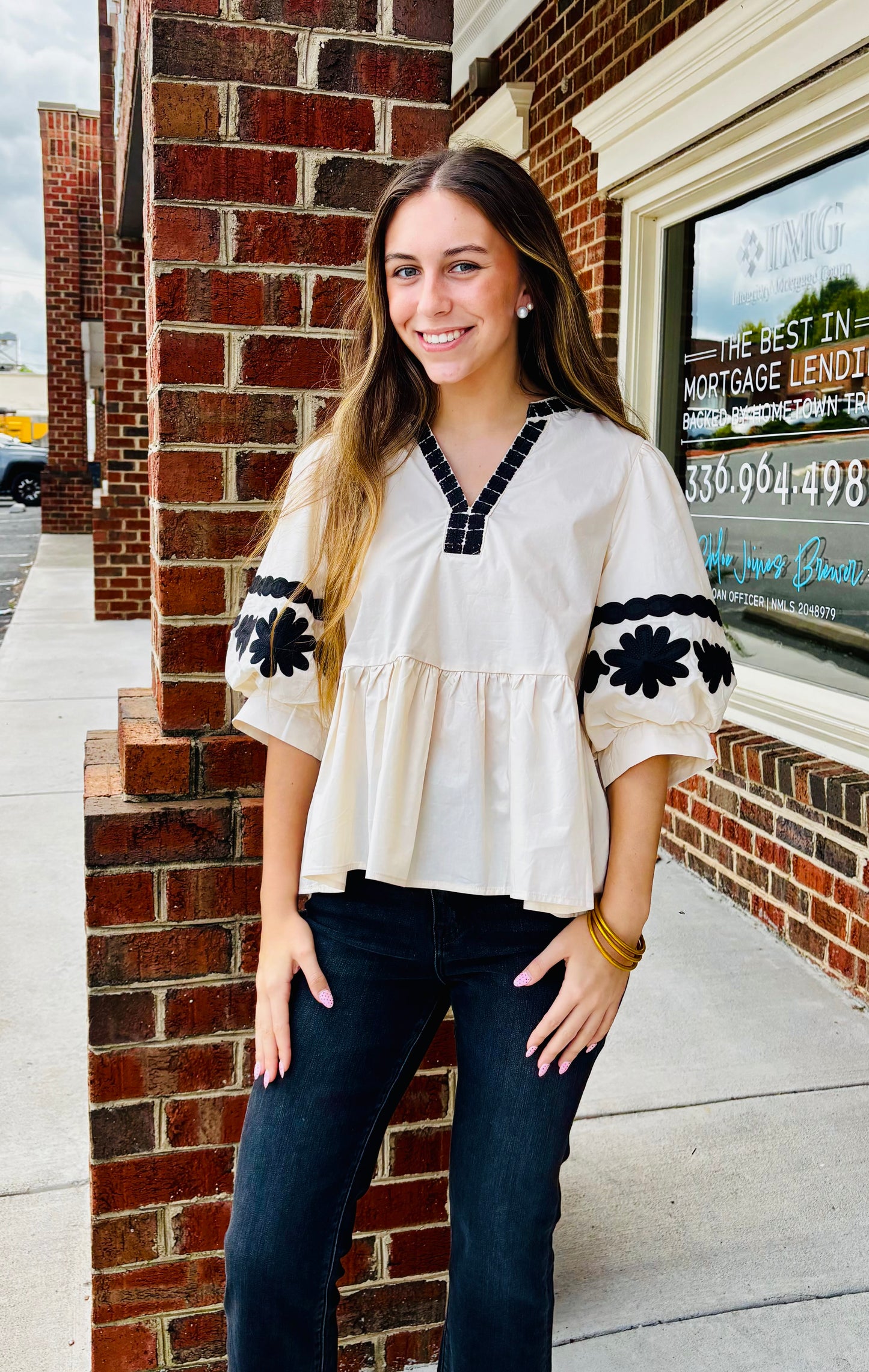 Ecru Floral Embroidery