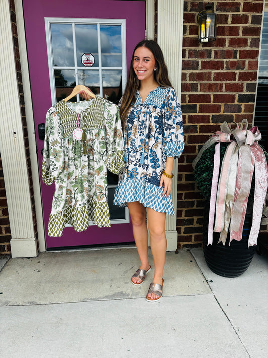 Mixed Print Mini Dress