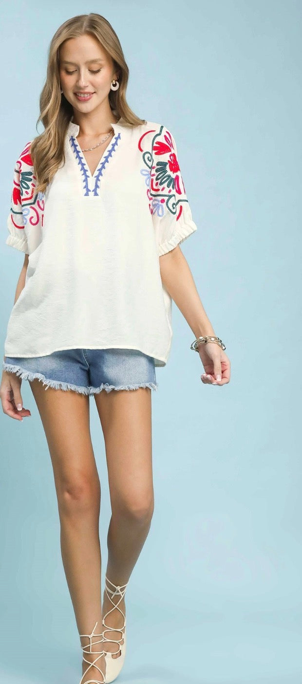 Seaside embroidery top