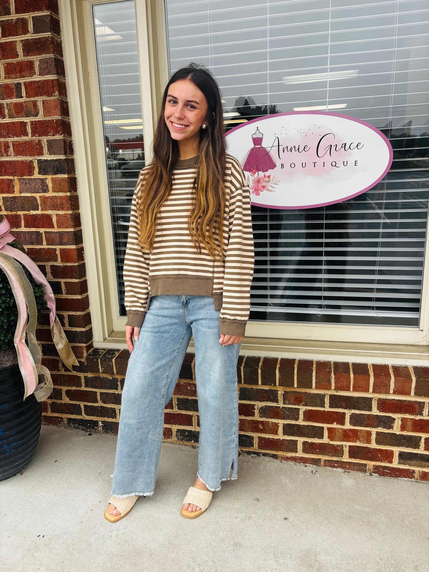 Olive Grove Stripes Top