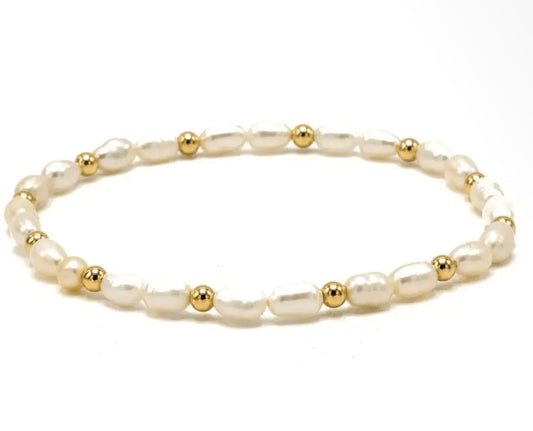 E.G. Rice Pearl Bracelet w/ 3mm 14k Gold
