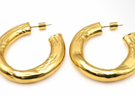 E.G. Allure 38mm Brushed Gold Hoops