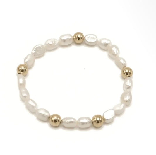 E.G. Baroque Pearl Statement Bracelet 6mm