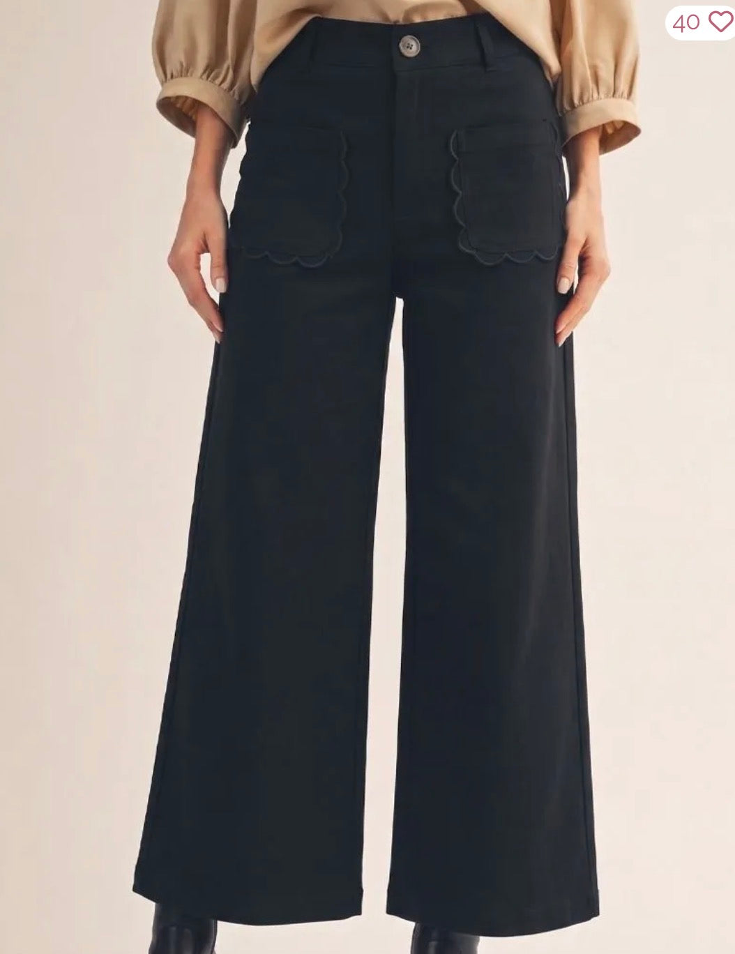 Black Scalloped Pants