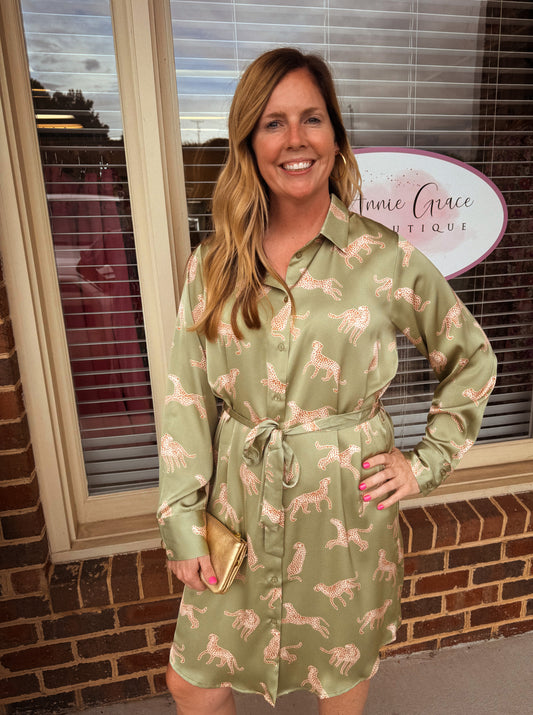 Sage animal print Dress