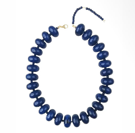 Bailey Chunky Beaded Necklace - Navy