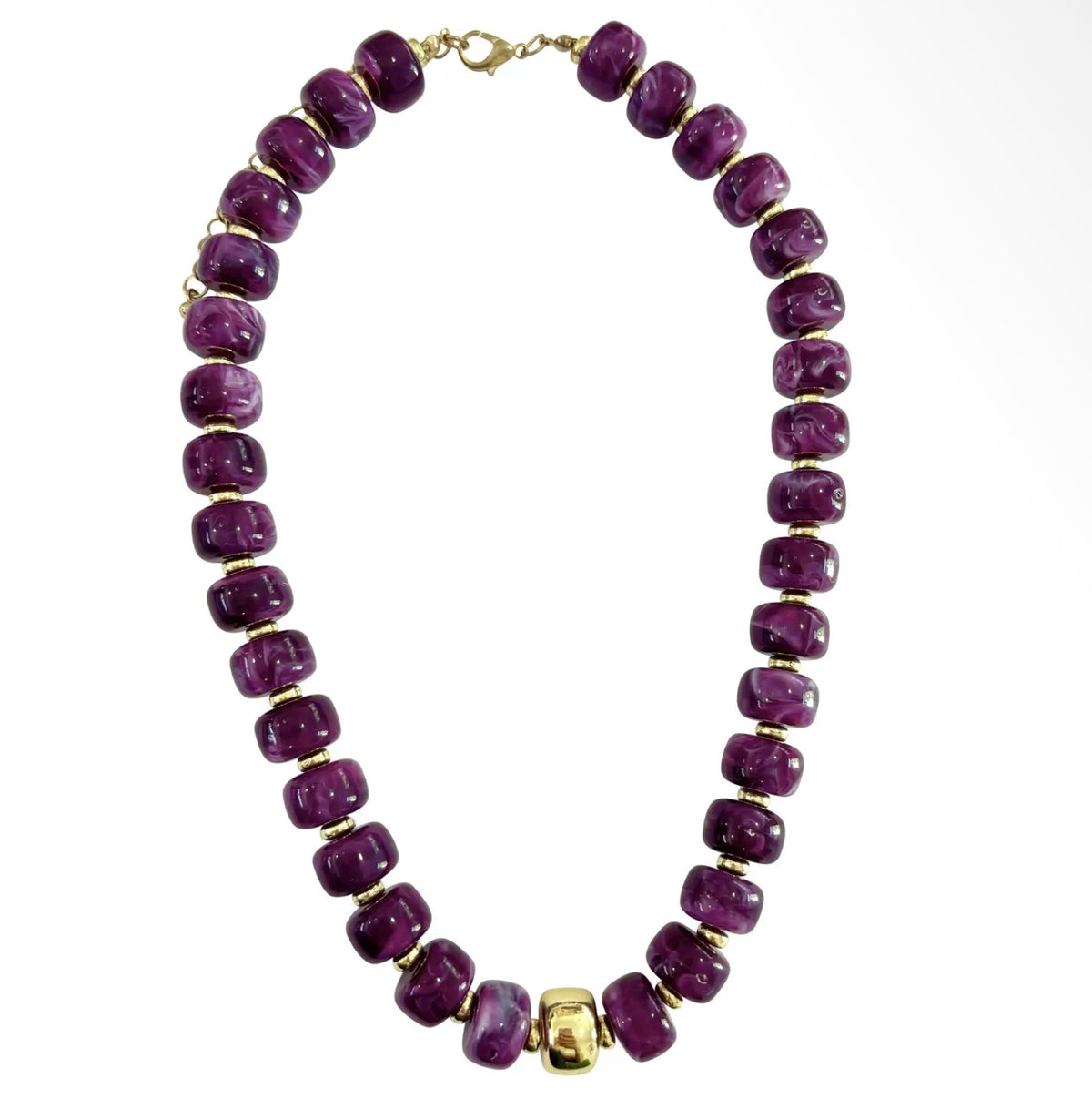 Rachel Chunky Beaded Necklace - Plum