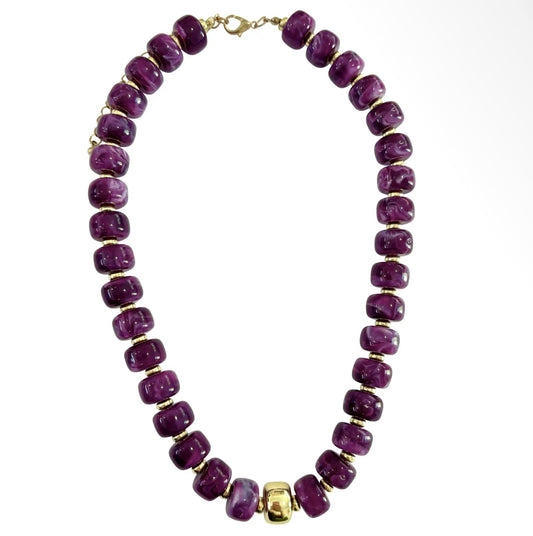 Rachel Chunky Beaded Necklace - Plum