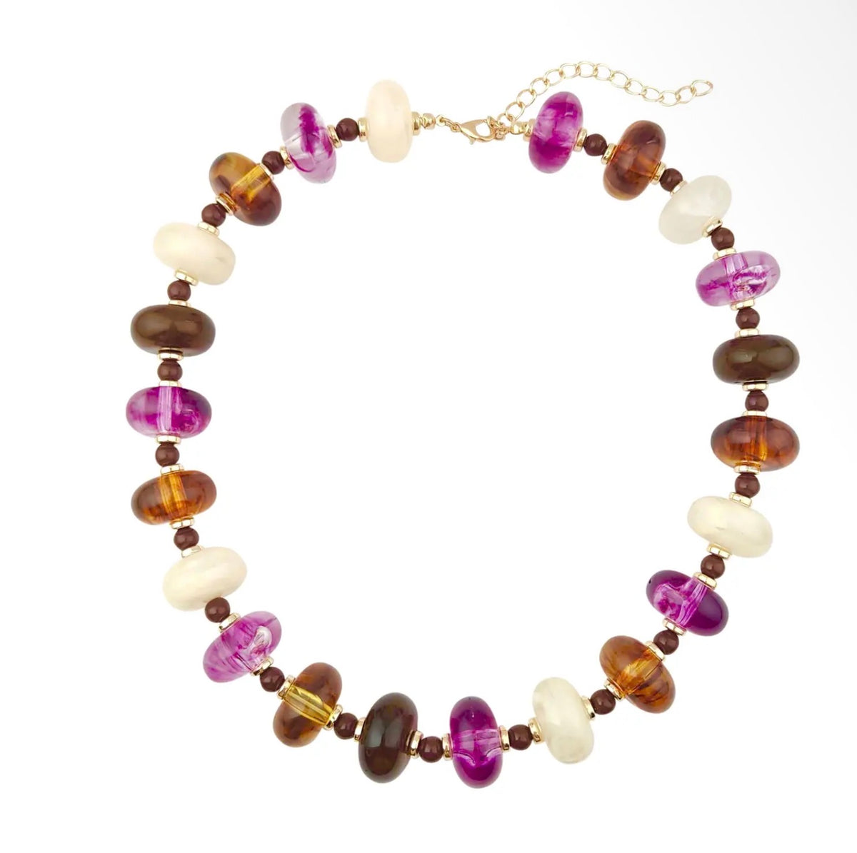 Tonya Chunky Beaded Necklace- purple/tortoise