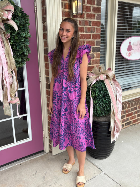Two Toned Collared Midi Dress