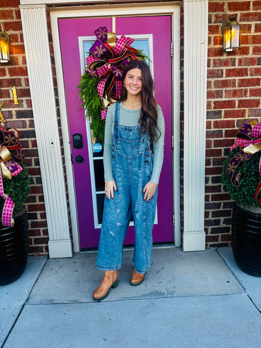 Vintage Denim Loose Fit Overalls
