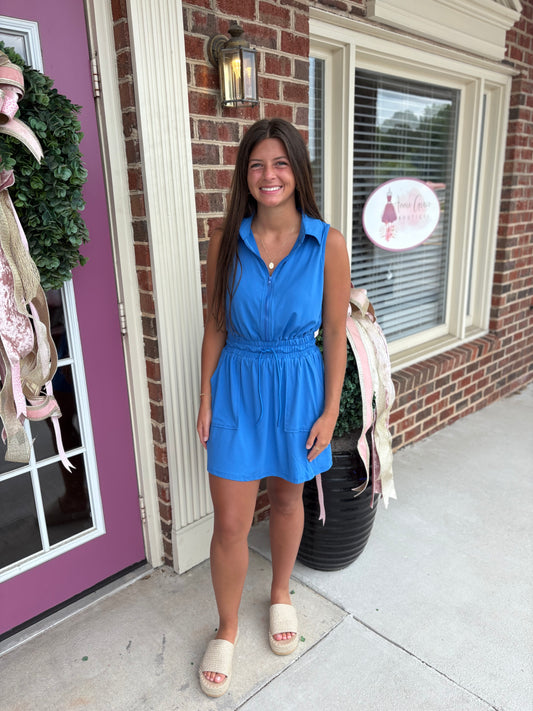 Casual Front Zip Mini Dress