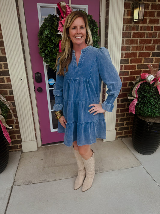 Stone Washed Corduroy Dress