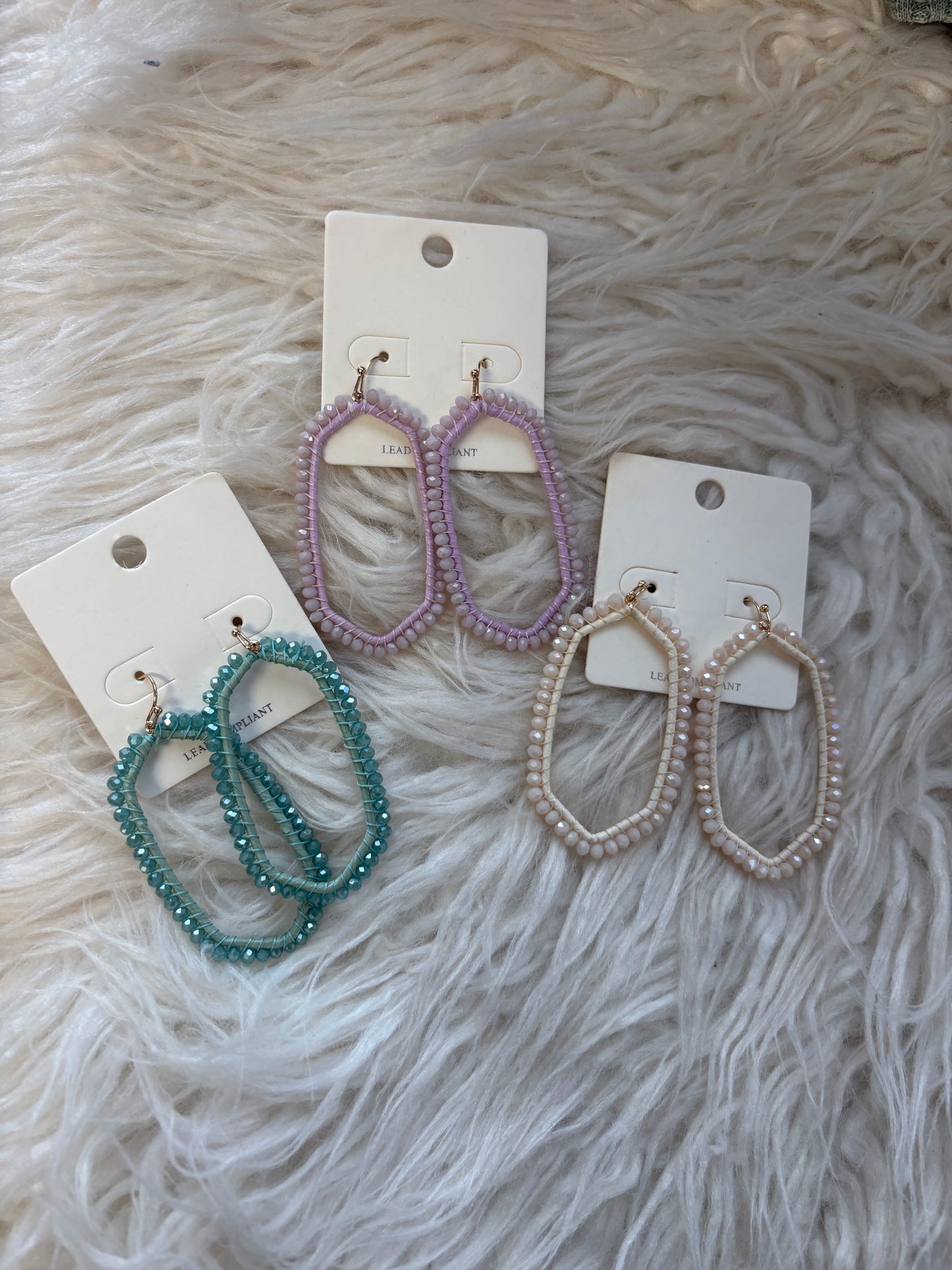 Glass Beads Hexagon Earrings